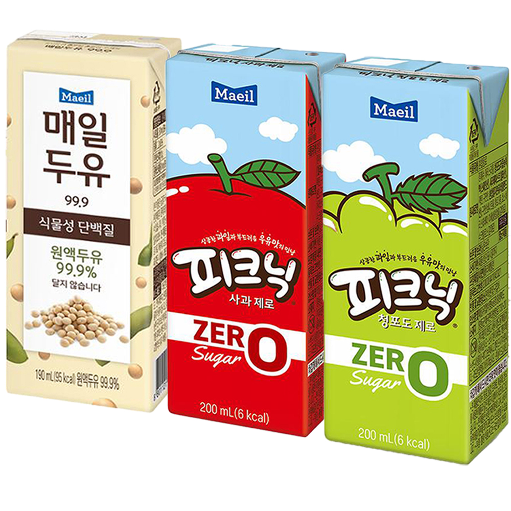 매일두유 99.9+피크닉 제로 사과+청포도 24개씩 (총 72개) : 미광스토어