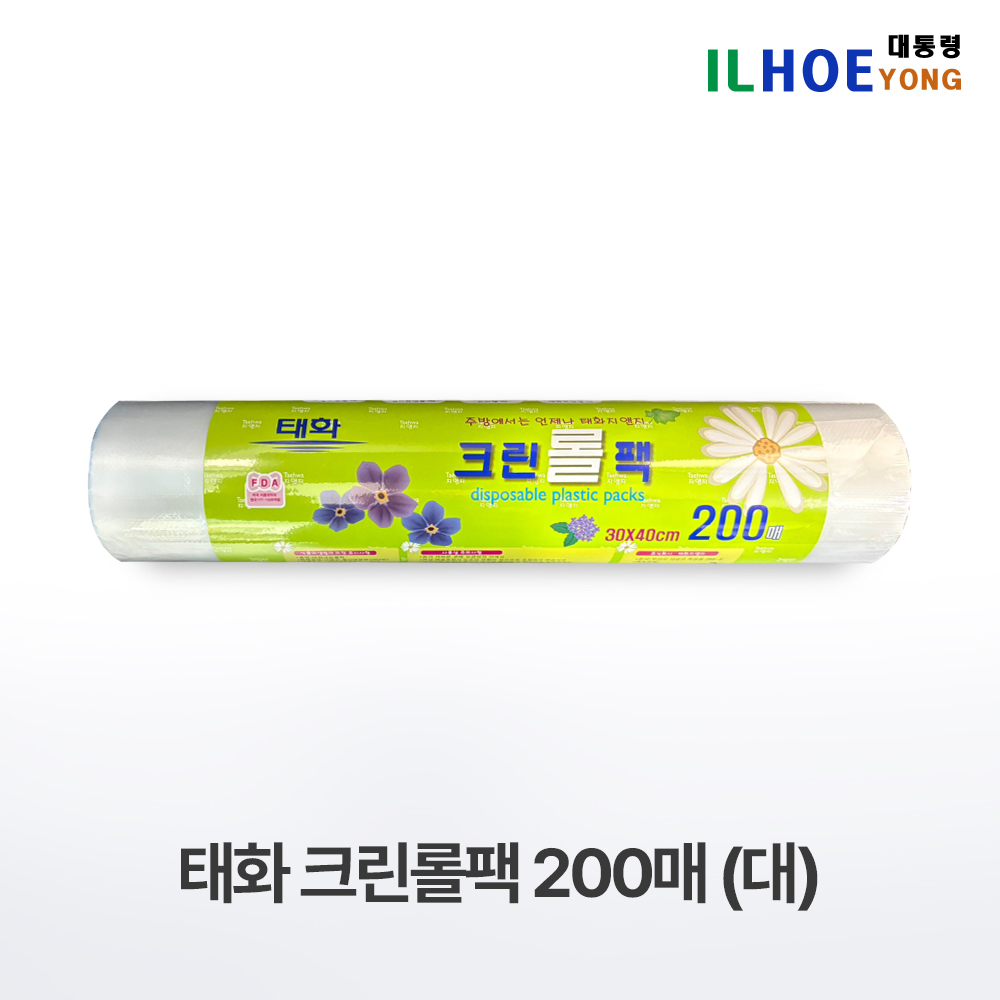 태화 크린 롤팩 200매 소/중/대 태화 롤백 1box 30롤 : 일회용대통령