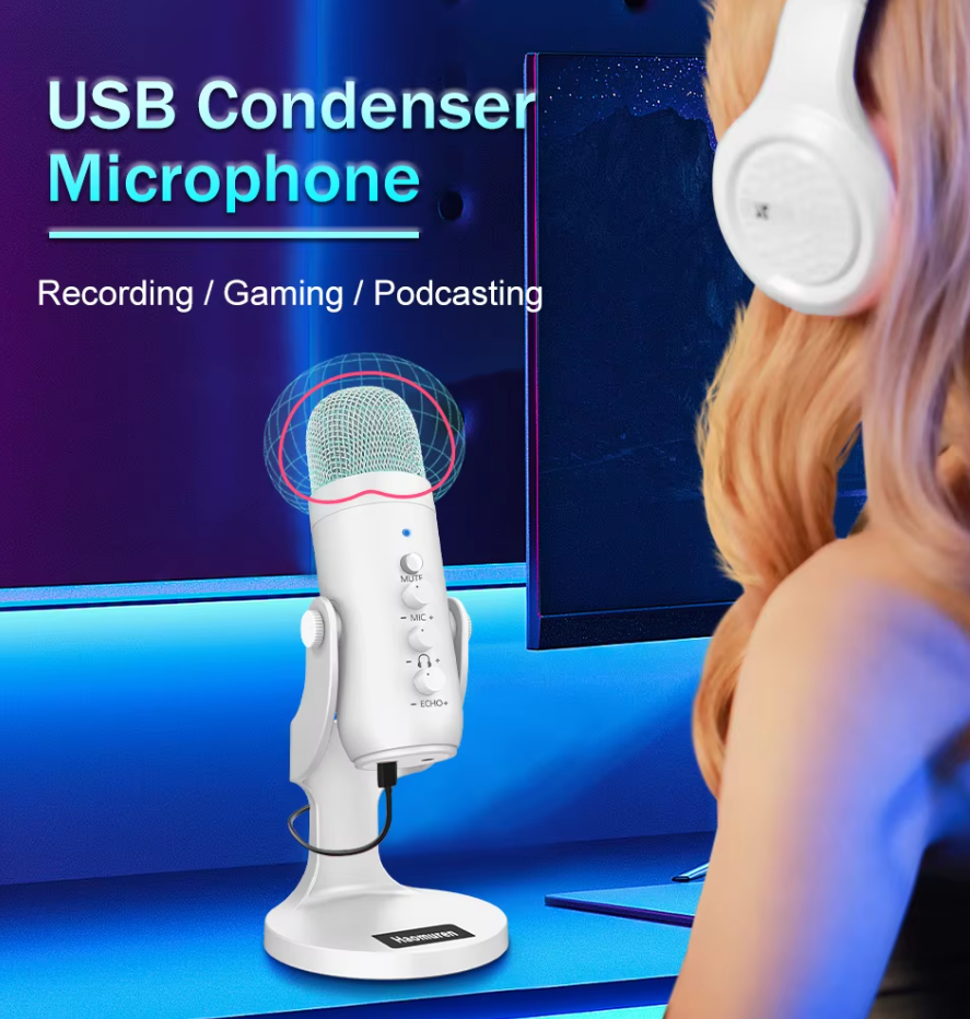Haomuren k66s-c WHITE 화이트 스탠딩 게임용 USB 컴퓨터 콘덴서 마이크 zealsound : 바나디스 스튜디오