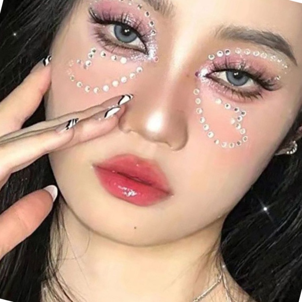 페이스 얼굴 큐빅 쥬얼 스티커 6종/대용량 공연 소품 미소 연습 미용 재료 보석스티커 : 코스라인