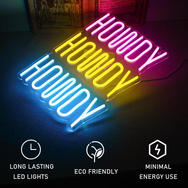 삼색 Howdy LED 네온 사인 스토어 웰컴 조명, USB 전원 벽 장식, 바 파티 뷰티 상점 : 교토신사
