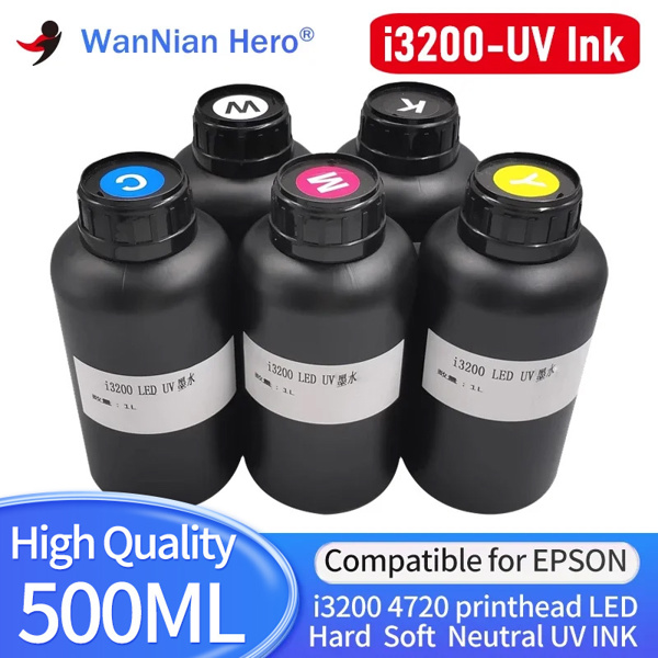 엡손 I3200 U1 4720 프린트 헤드용 UV 잉크 중성 잉크 경화 가능 바니시 UV 프라이머 액체 소프트 하드 중성 잉크 500ML i3200 LED... 