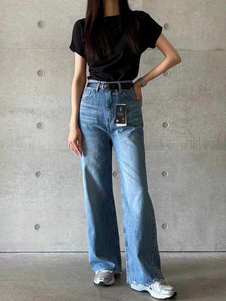 듀플로 25ss 데미지 하이웨스트 청바지 : 프로썸