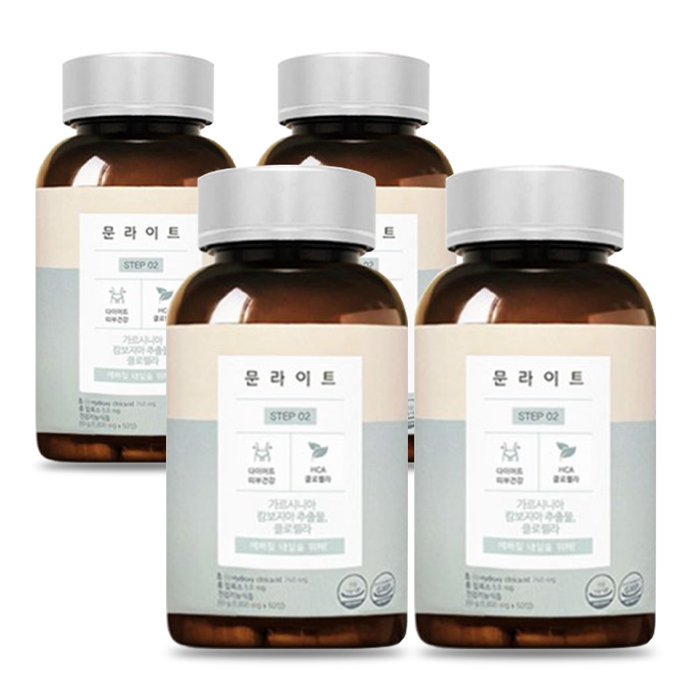 [중앙미생물연구소] 문라이트 체지방 감소 및 피부 건강 다이어트 1000mg 60정, 4개 : 자애촌