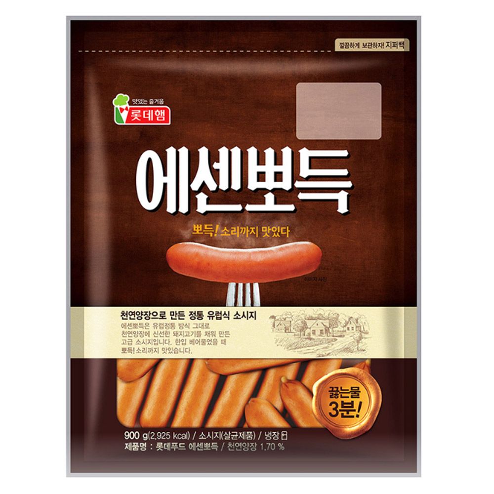 롯데 편의점 코스트코 생 육즙가득 캠핑 햄 소세지 에센뽀득 후랑크 소시지 900g 1개 : 건강산S