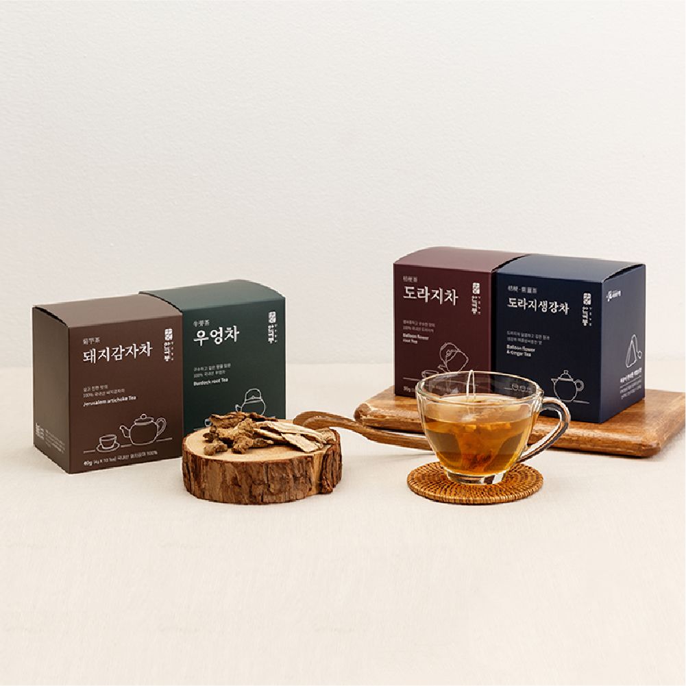 흙사랑 마시는 전통 건강 tea 잠잘오는 업소용 차 순수차 우엉 도라지 돼감 생강 1세트 : 건강산S