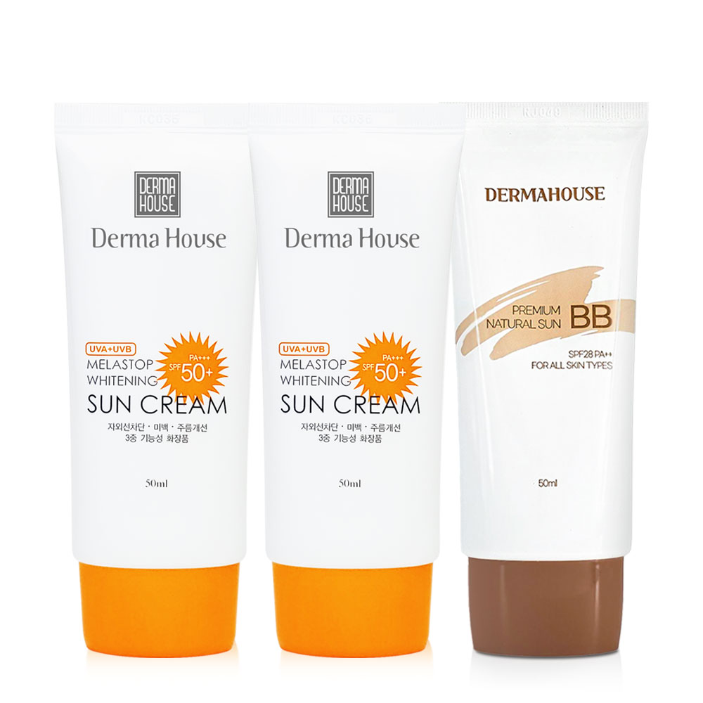 화이트닝 썬크림 50ml 2개 + 썬비비크림 /미백 주름개선 자외선차단 3중기능성/잡티커버 : 더마하우스