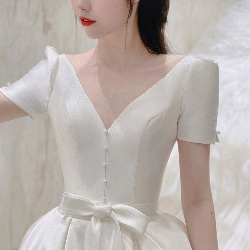 블랙 피로연 미니웨딩드레스 돌잔치 연주회 결혼식부 결혼식부원피스 머메이드웨딩드레스 : 모두몰 상회