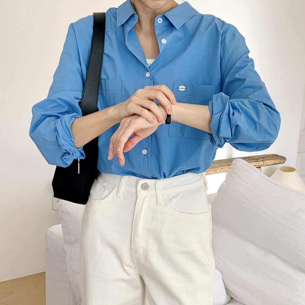 뒤트임 배색셔츠 ,간절기 셔츠, 봄 신상남방 : 달라 DALA