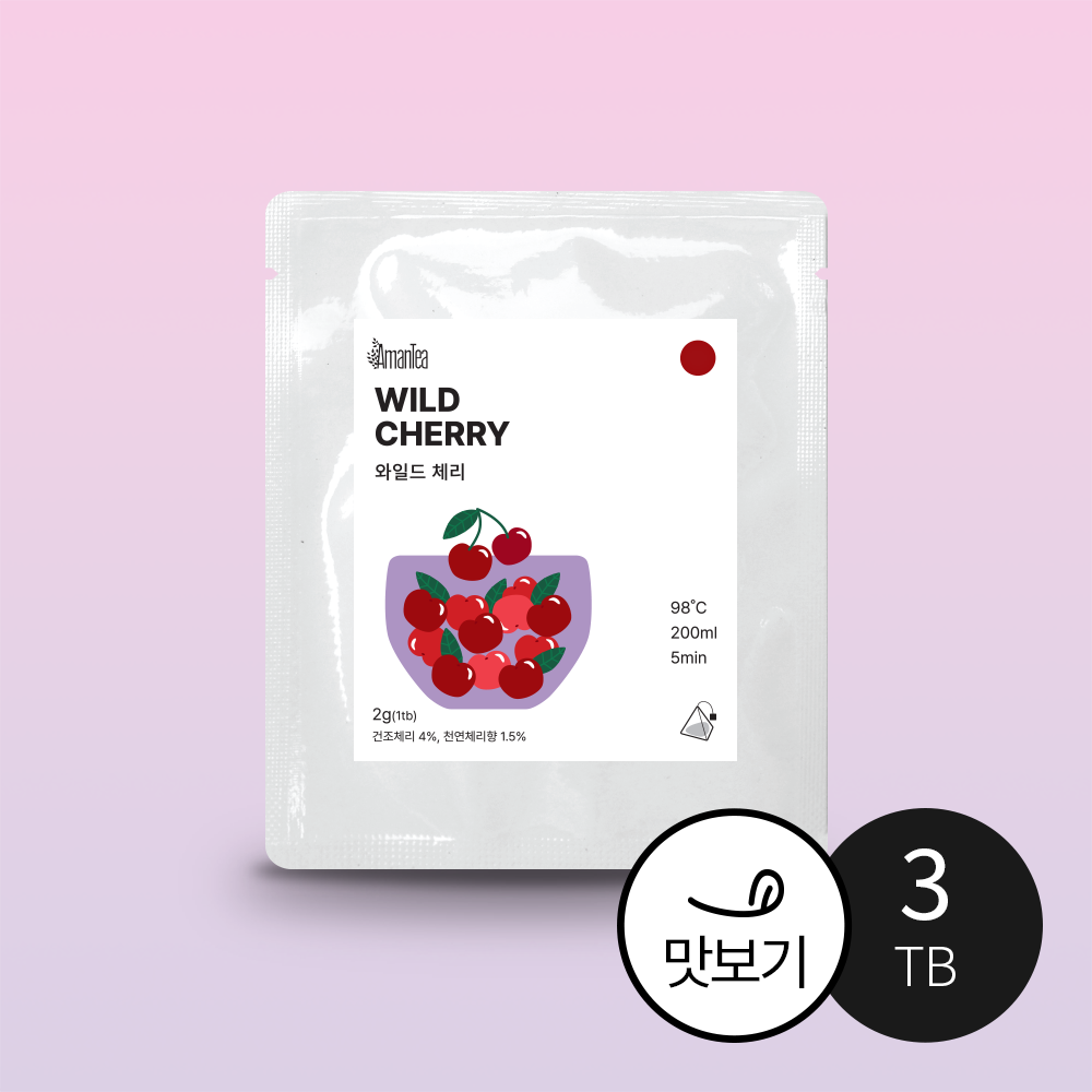 아망티 와일드 체리 블렌딩 허브차 티백 2g, 3개 : 아망티