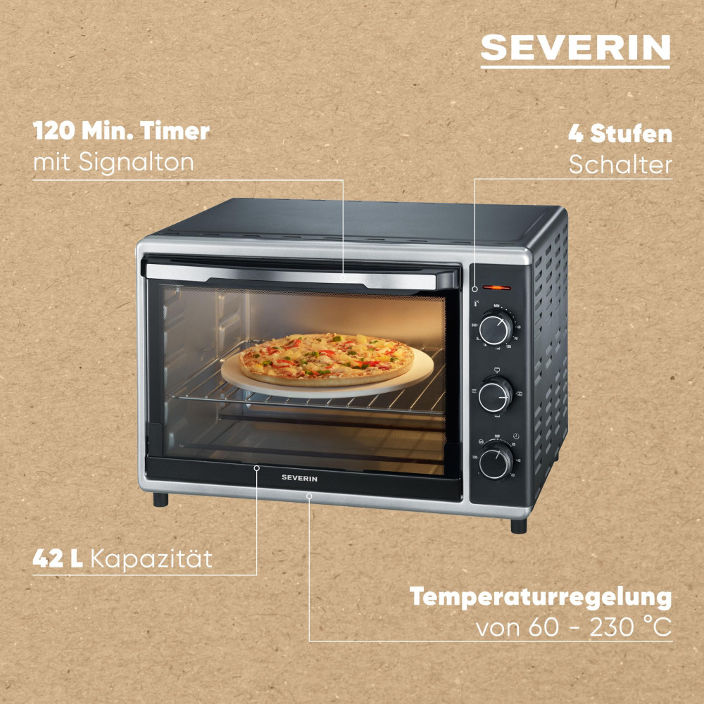 SEVERIN 오븐 TO 2058 Electric 42L 1800W 검정, 은색 109626 : 유럽이안