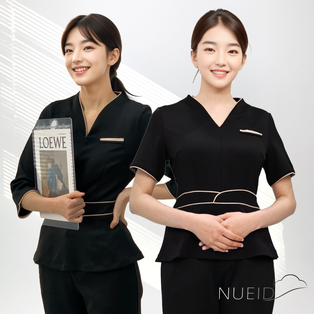 [4XL 빅사이즈]피부관리사 유니폼 미용 스파 마사지샵 바지 작업복 피부샵 상하의 세트 : 고순이나라
