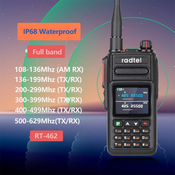 Radtel RT-462 완벽방수 NOAA 날씨 채널 풀 밴드 햄 아마추어 양방향 라디오 199CH 워키토키 AM 항공 Satcom : 한백모터스