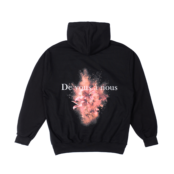 [ 드반 ] MAGENTA FLOWER PRINT HOODIE BLACK : DVAN
