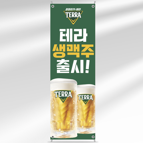 호프 배너 BBR024 테라 생맥주 출시 디자인 페트 입간판 : 줌마디자인