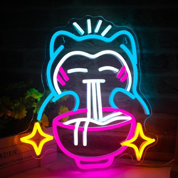 라멘 네온 사인 USB 전원 LED 조명, 레스토랑 홈 바 주방 다이닝 게이머 룸 카페 일본 국수 가게 벽 장식 : 교토신사