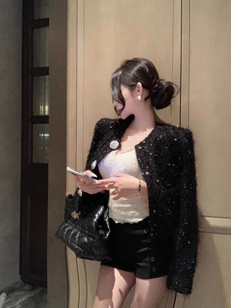 고급 유명 인사 여성위한 향수 스타일 재킷 2025 봄에 슬림하고 세련된 짧은 탑 트 : 황금찬스