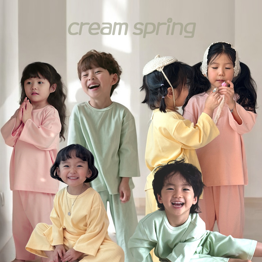 아기 내복 봄 여름 유아 치즈 크림 실내복 어린이 주니어 밤부 스판 모달 아동 간절기 내의 : 보따리베베