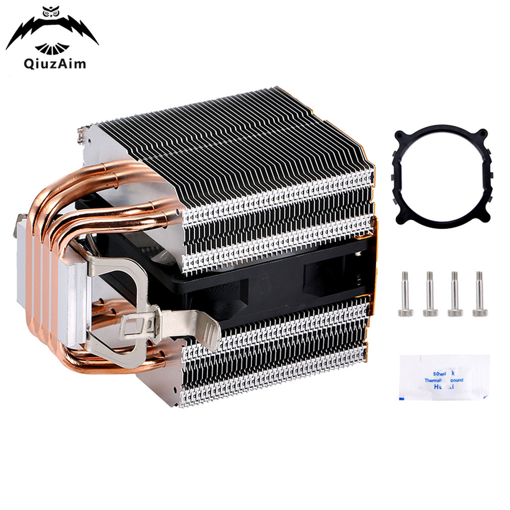 QiuzAim 컴퓨터 프로세서 공기 냉각기 PC CPU 쿨러 듀얼 타워 4 히트 파이프 PWM 팬 LGA2011 x79 x99 e5 AMD AM3 AM4 AM5 설치 : 포션상점