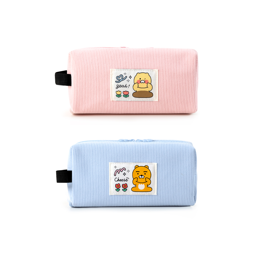 카카오프렌즈 춘식이 코듀로이 필통 빅사이즈 손잡이 대용량 사각 파우치 : 꼭대기몰