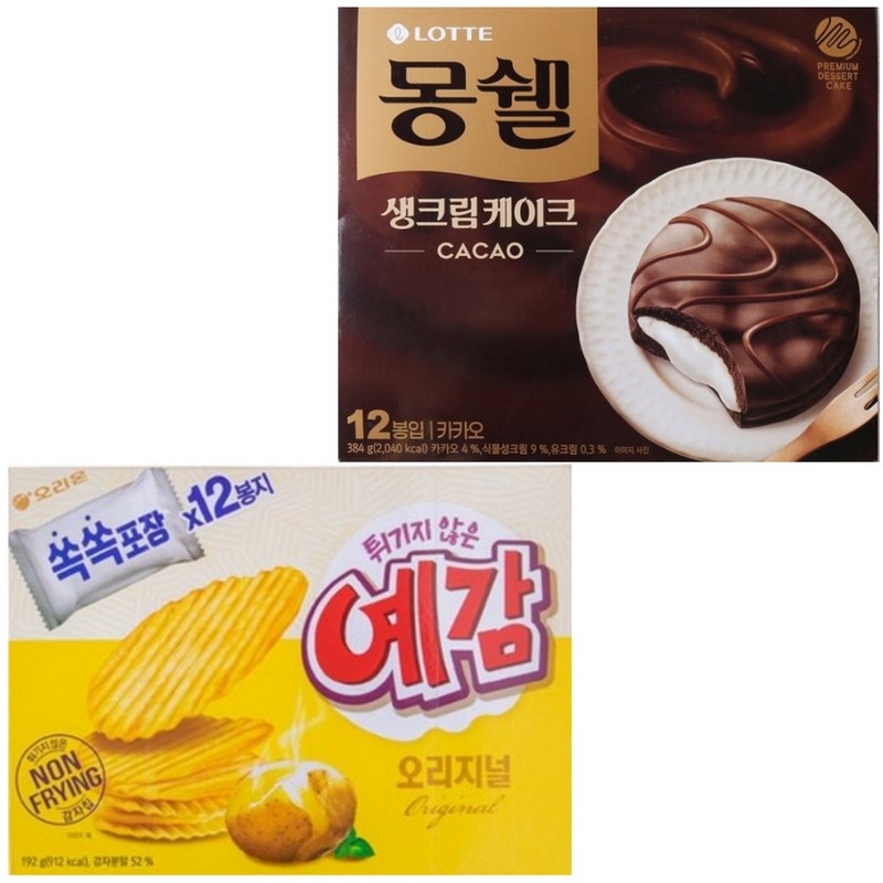 예감 오리지널 +몽쉘 카카오 생크림케이크 /학교 학원 사무실 간식 과자 티타임 : 사라미