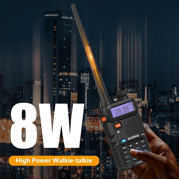 Baofeng UV-5RX 8W 다중 대역 136-174/220-260/400-520MHz 항공 DTMF 리피터 128CH 휴대용 장거리 통신 라디오 : 가람글로벌01