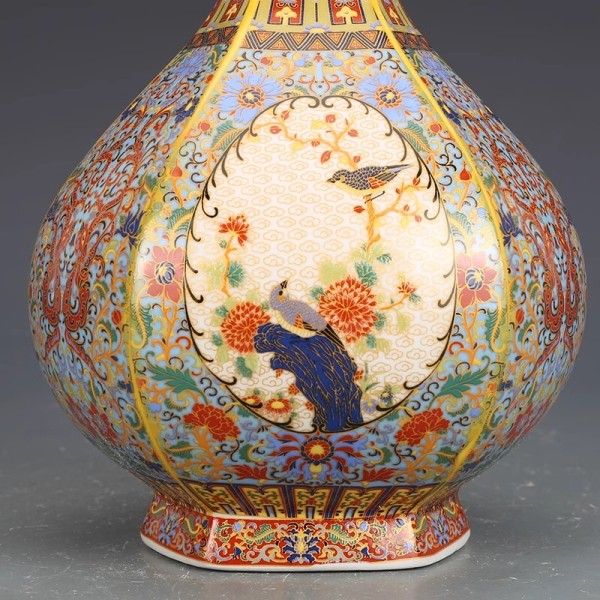 Jingdezhen 골동품 도자기 에나멜 꽃병 새로운 중국 스타일 모방 청나라 용정 거실 장식 : 파크상사.