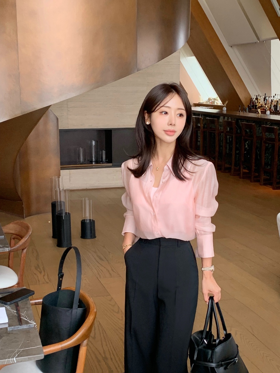 라라제이 MADE 로제 시스루 블라우스 : 라라제이 RARAJ