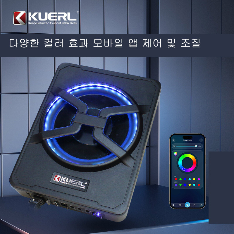 KUERL K-GZ10 차량용 오디오 튜닝  LED  앱 제어 고출력 카오디오 10인치 슬림형 서브우퍼 : 퍼플 피시테일 종합 직구