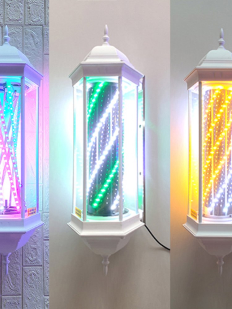 미용실 싸인볼 사인볼 원통형 빨간색과 LED 조명 리모콘 길이 회전간판 라이트 파란색 10 블랙케이스+펀칭체크수정 표준 규격 : 운:김