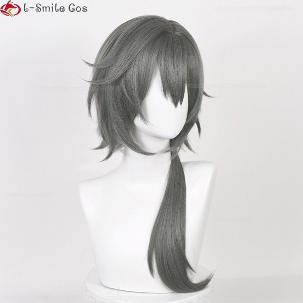 게임 ES Shiina 니키 다크 그레이 코스프레 가발, 내열성 합성 머리, 할로윈 파티 및 캡 : 세븐키덜트아레나