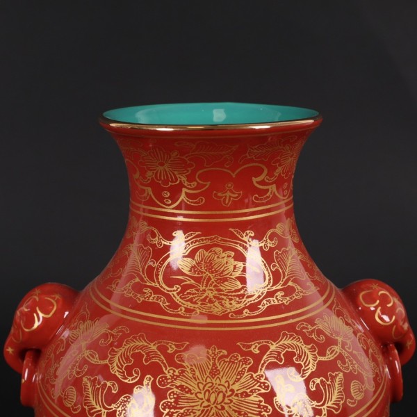 거실용 중국 도자기 꽃병 장식 홈 데코 액세서리 Jingdezhen 레드 글레이즈 페인트 : 파크상사.