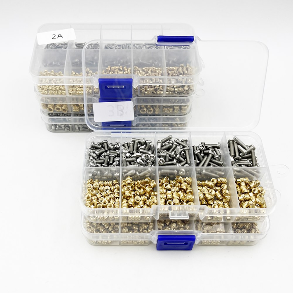 황동 260 500 M4 인서트 M2 3D 널링 키트 M3 구색 내장 나사 핫멜트 너트 M2A 500pcs 1set : 공구철물