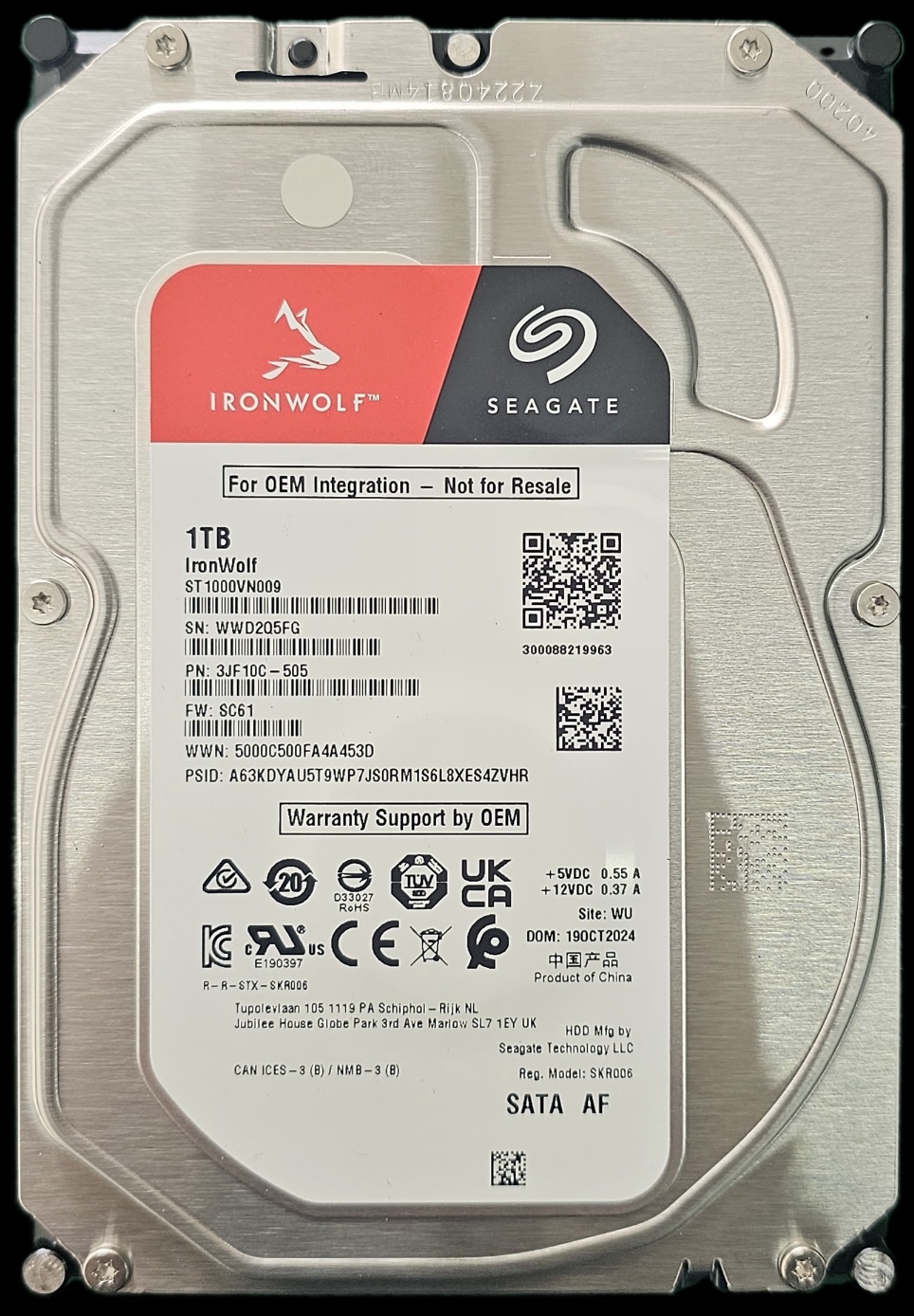 씨게이트 Ironwolf 나스 하드디스크 1TB NAS HDD 아이언울프 미사용 벌크 : 주식회사에스엔에이치