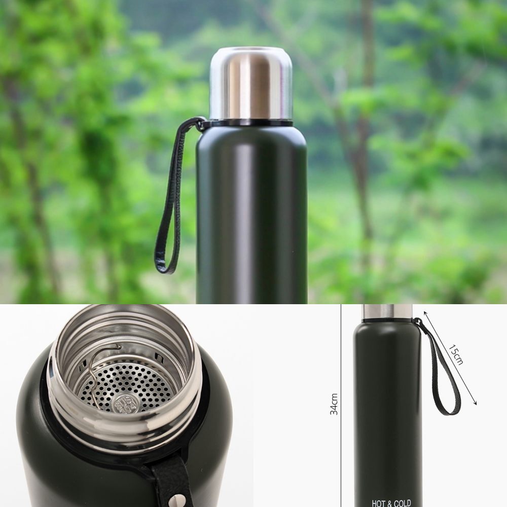 진공 보온병(1.5L) (다크그린) 커피텀블러 커피숍텀블러 초경량텀블러 : help샵
