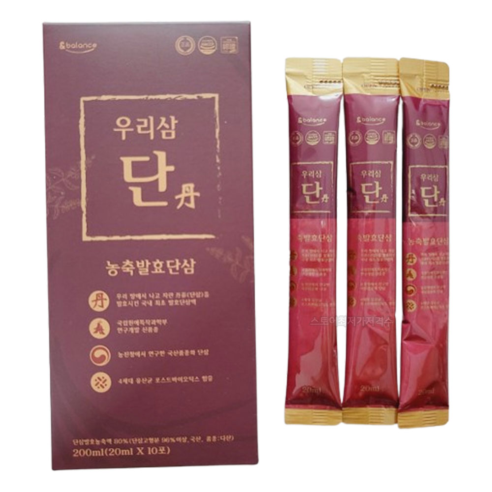 단삼 우리산 단 농축발효단삼 600ml 30포 쇼핑백포함 : 스토어최저가저격수