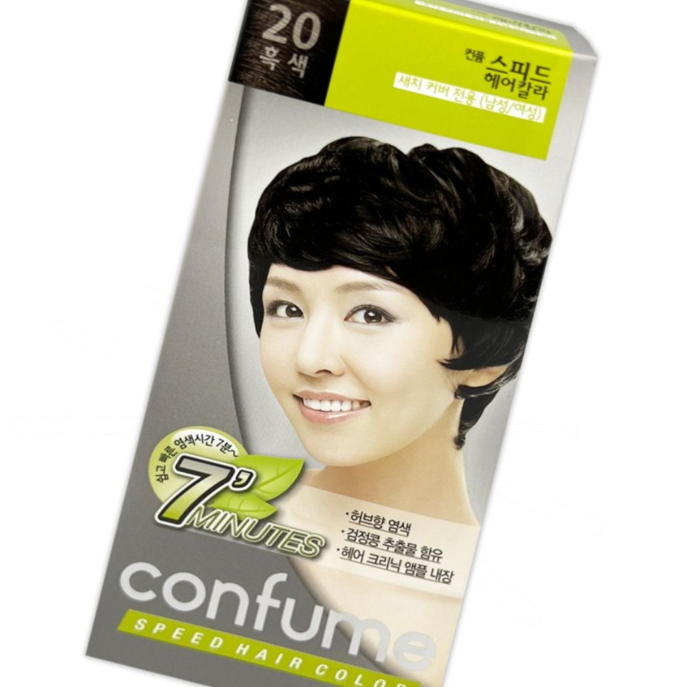 과일나라 컴퓸 스피드 헤어 칼라 20호 흑색 1P 새치커버 셀프 흰머리 쉽고빠른 새치 : 다드림shop