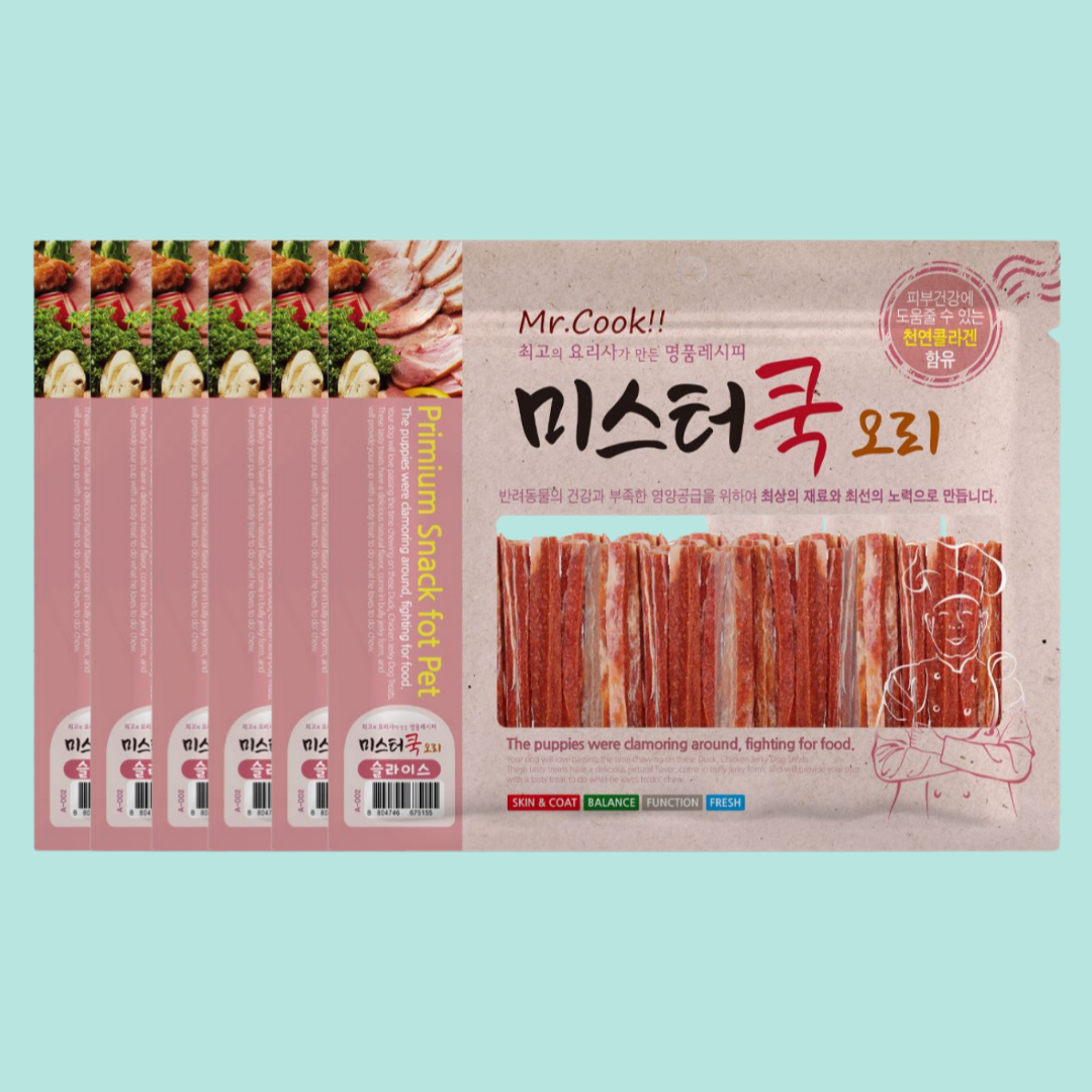 미스터쿡 대용량 강아지간식 오리 슬라이스, 300g, 6개 : 라인펫