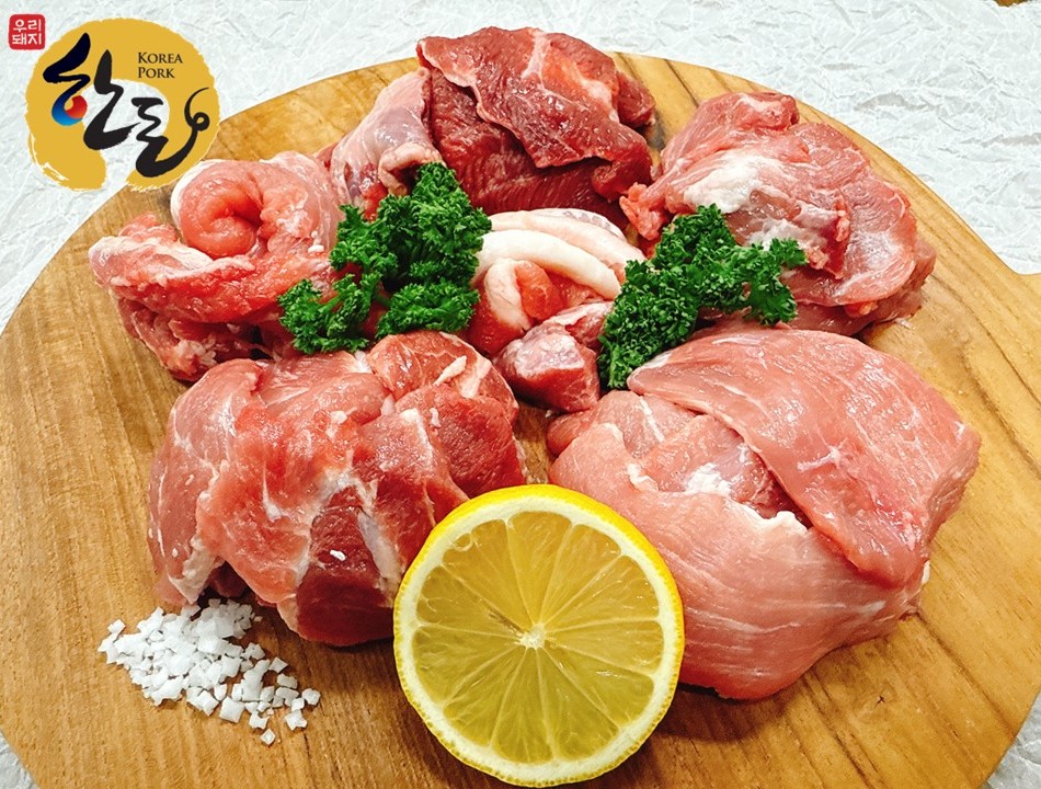 냉장 한돈 뒷고기 소포장 6팩 1,8kg 한번도 얼리지 않은 솔찬한고기 300g, 6개 : 솔찬한고기