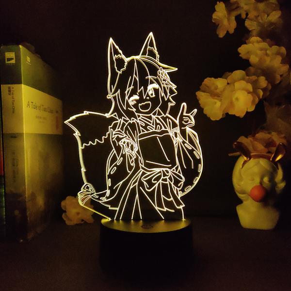 인테리어조명 유용한 여우 Senko 애니메이션 램프 Led 조명 침실 장식 생일 선물 룸 3d Sewayaki Kitsune No : 어도어상사