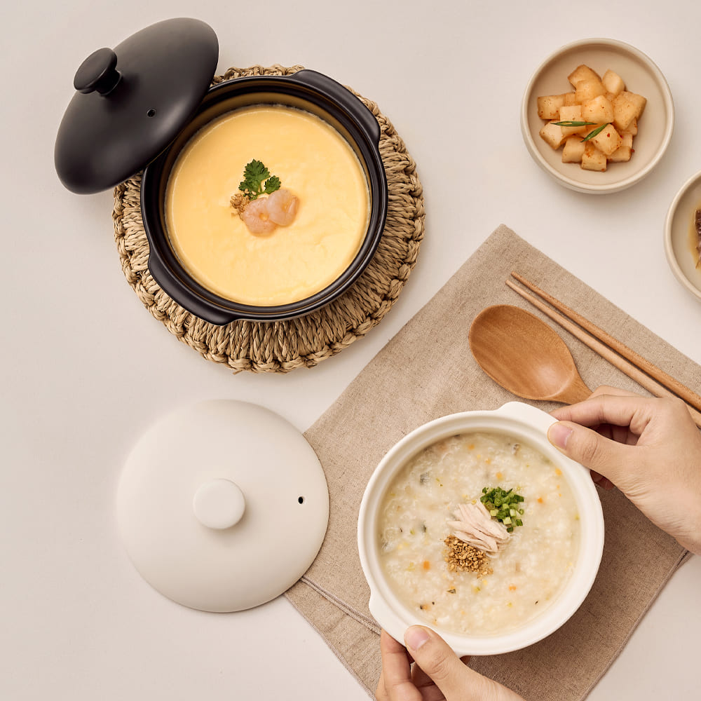 바겐슈타이거 세라믹 계란찜 이유식 데우기 도자기 전자레인지 뚝배기 미니 토프 찜냄비 찜기 : 그린내상점
