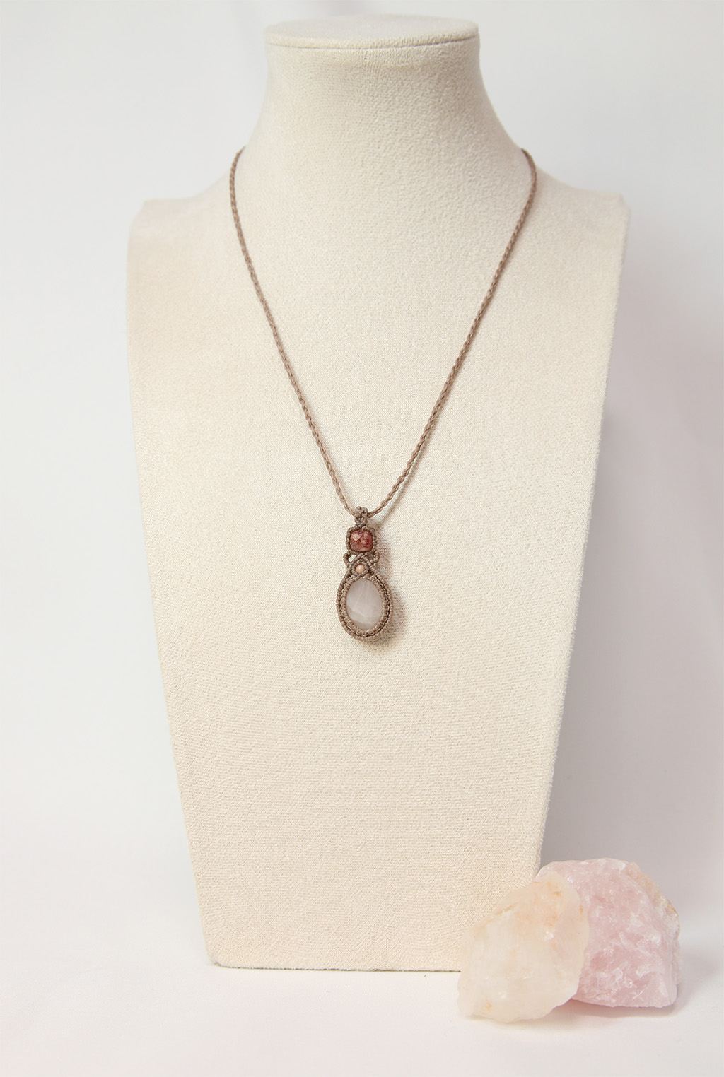 스트로베리 & 로즈쿼츠 원석 목걸이 (Strawberry & Rose Quartz Necklace) : 아마라아트마