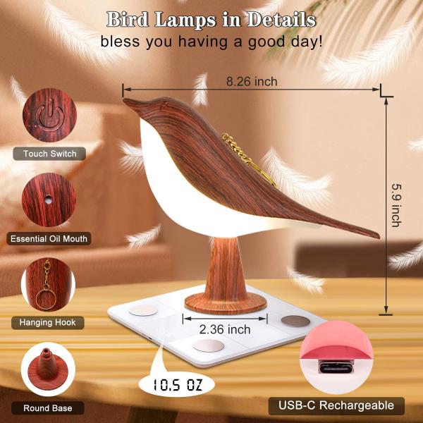 LED 걸이식 조명, 조광 새 야간 자유 펜던트 램프, 아로마 디퓨저, 정원 장식, 완벽한 크리스마스 선물, 3 가지 색상 : 웅스 몰