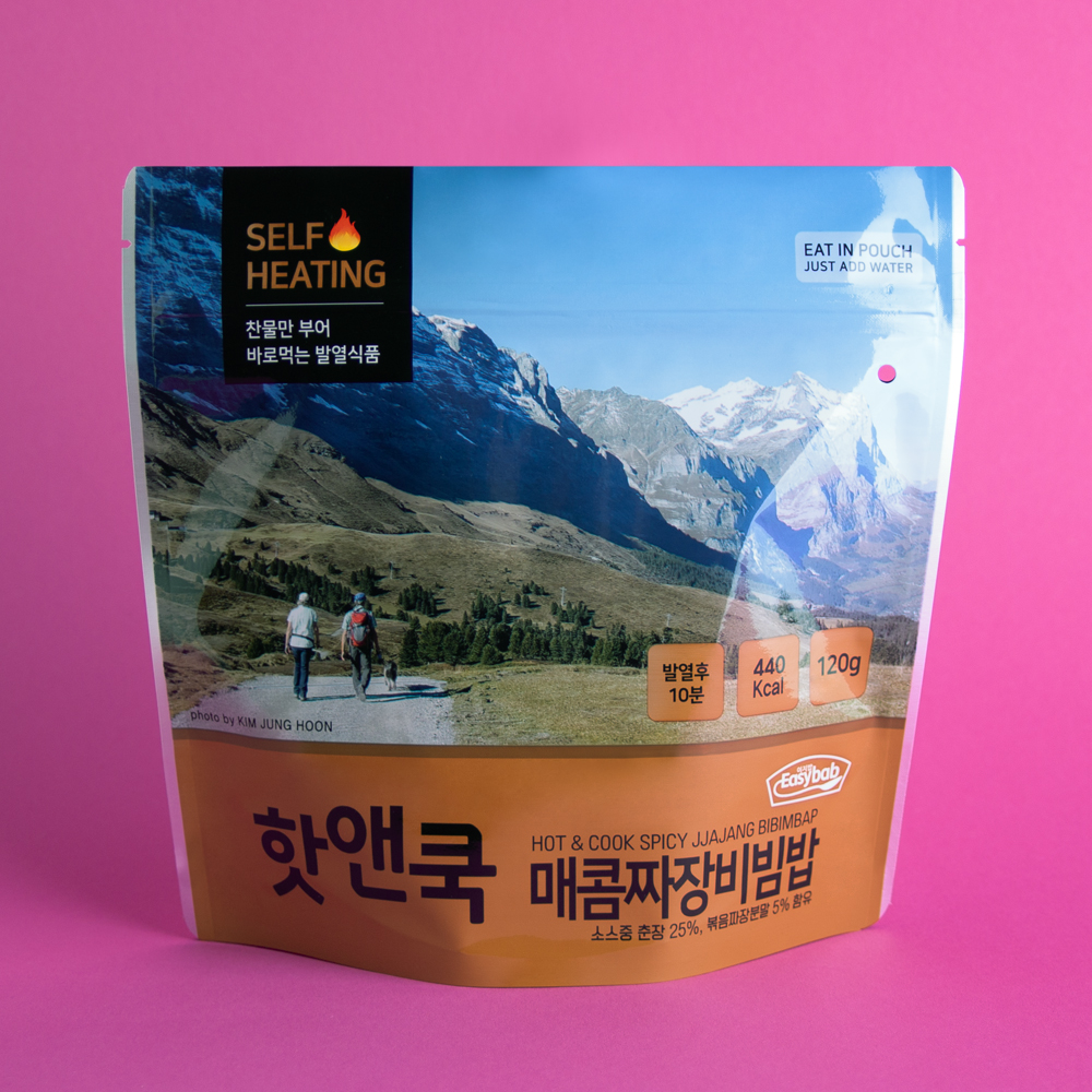 핫앤쿡 매콤짜장비빔밥 전투식량 비상식량 발열도시락 비화식 등산 캠핑 간편식 : 이지밥