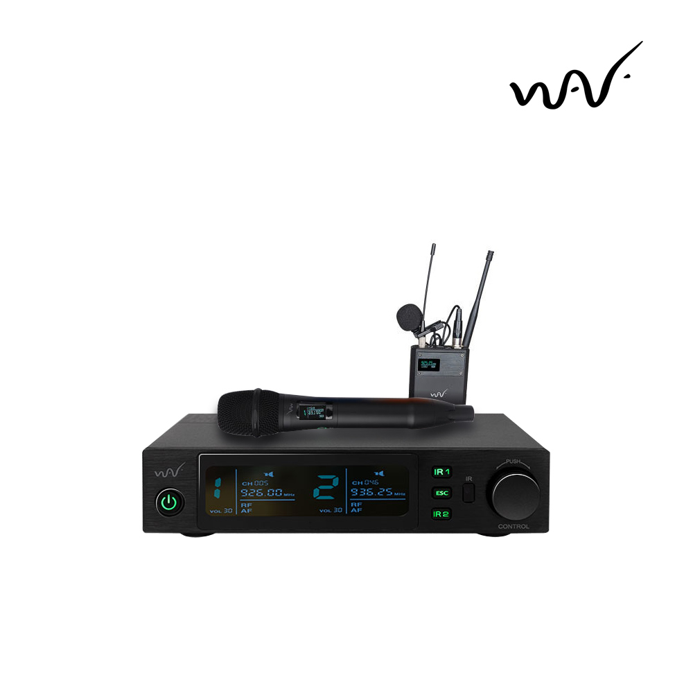WAVE WER902 2채널 무선마이크 핸드마이크 + 핀마이크 900MHz : 새롬사운드