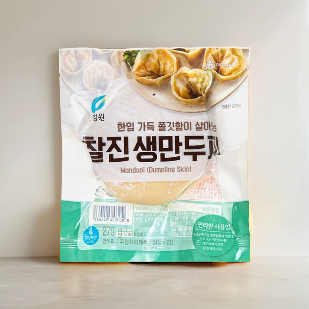 생 만두피 얼리지 않은 쪽득한 냉장 찰진 왕 만두피 270g 4개 : 부티크쿠미
