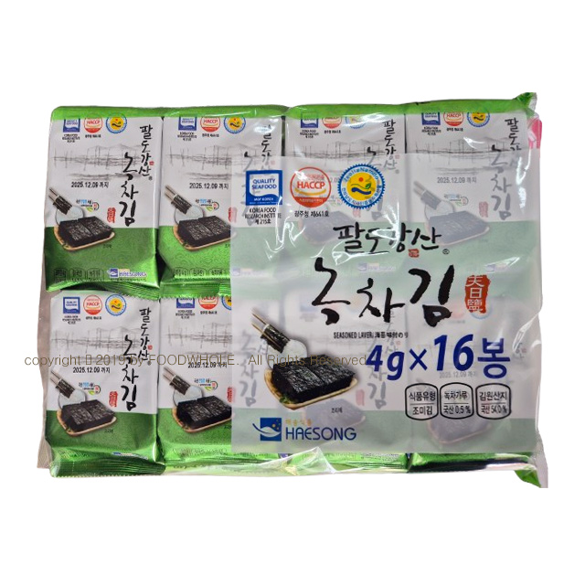 팔도강산 녹차김 / 올리브유로 구운김 4g X 16단 5봉 : 푸드홀마켓