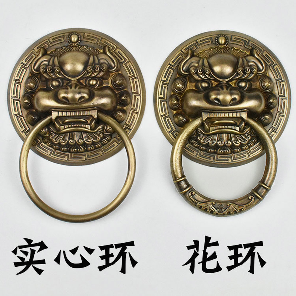 A색상 사자 꾸미기 장식 지름 한옥 해태상 손잡이 현관 문고리 지름10cmx황동색x화환 지름10cm 황동색 화환 1개 : 더블비원