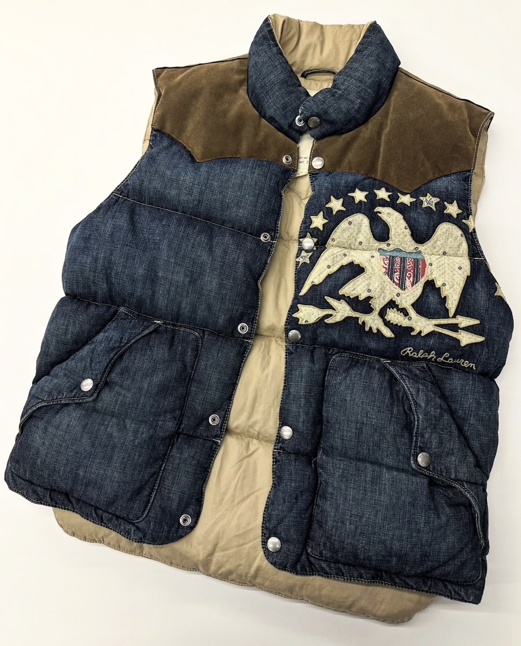 Polo 데님앤서플라이 웨스턴 데님 다운 베스트 : ondit