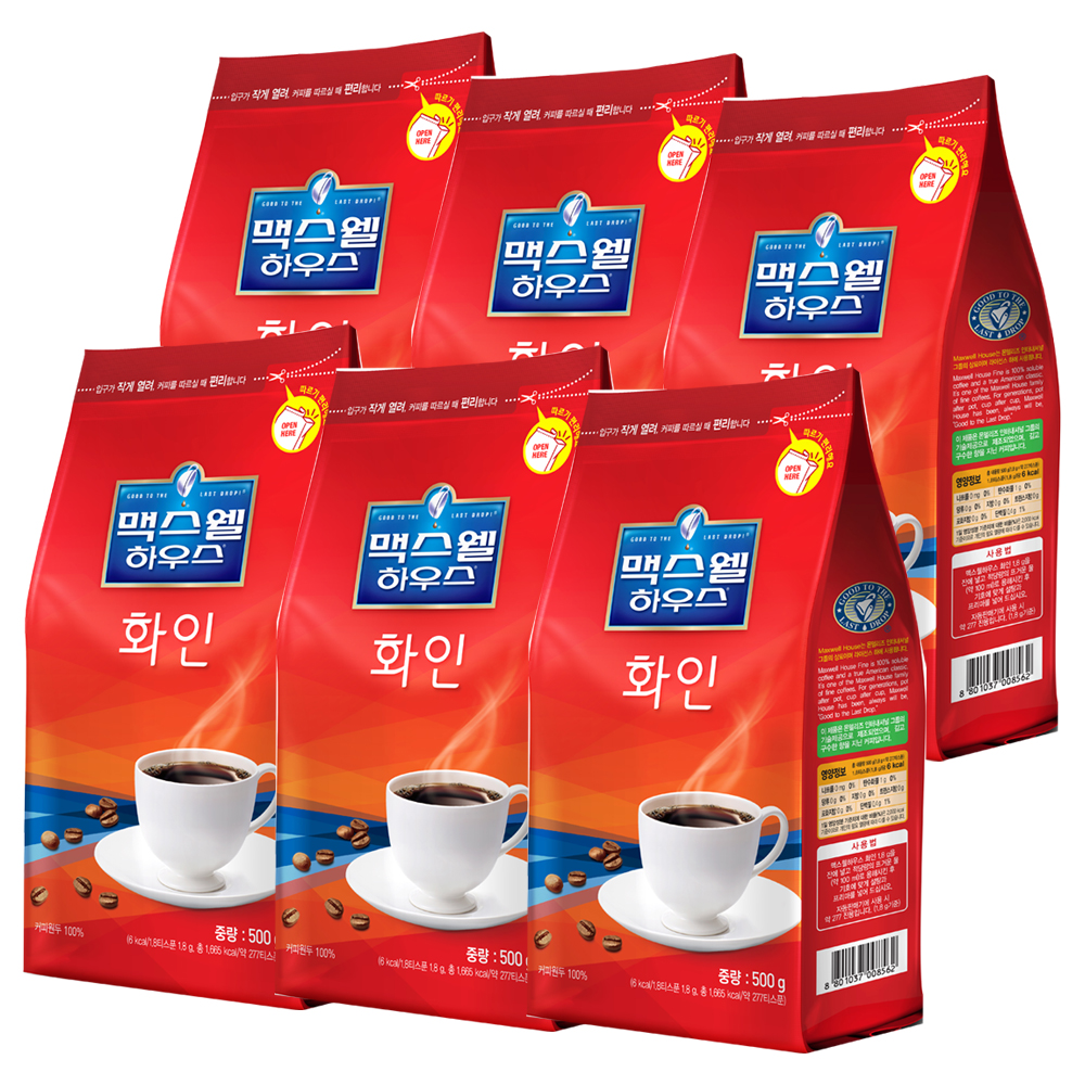 맥스웰하우스 화인 500g x 6개 /리필형 블랙커피/맥스웰화인 : 할인마트몰